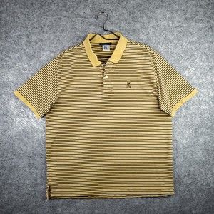 Psycho Bunny Polo Shirt Mens 2X 8 Yellow Blue Stripe Pima Cotton Short Sleeve